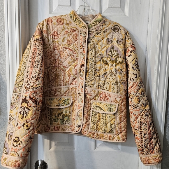 SundayUp Women Cropped Puffer Jacket Cardigan Floral Print Long Sleeve - Picture 5 of 8